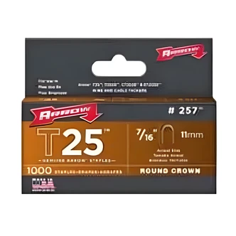 Arrow Fastener 257, Round Crown Staples, 7/16 in, For Wire Tacker, 5/CS