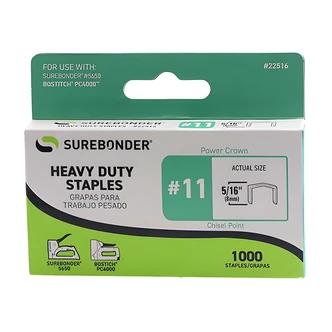 Surebonder Power Crown Staples, Bostitch Type, 5/16 in Leg, .449 in Crown, 1000/BX