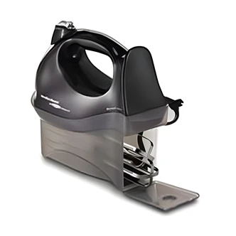 Weston Hand Mixer, 6 Speed, QuickBurst, Bowl Rest, Snap-On Case, 3 Attachments, White