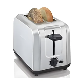 Weston 2 Slice Toaster, Brushed Stainless Steel, Extra-Wide Slots, Slide-Out Crumb Tray, Adjustable Browning Control