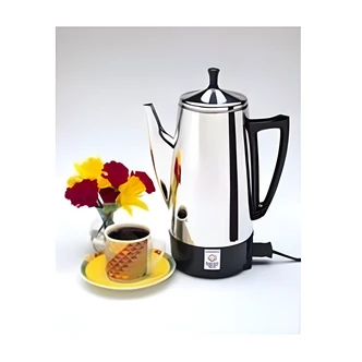 National Presto Stainless Steel Coffee Maker, 2-12 Cup, Automatic Keep Warm, Signal Light, 9.5 W x 6.25 D x 13 H
