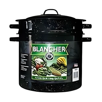 Granite Ware Blancher, 7.5 qt, Black, Porcelain On Steel, Drainer Insert