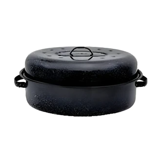 Granite Ware Covered Oval Roaster, 19 in, Black, Dishwasher Safe