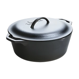 Lodge Cast Iron Dutch Oven, 7 qt, Seasoned, 13 x 5.5 x 12.5 in, Black