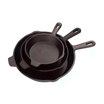 Bayou Classic 3 Piece Cast Iron Skillet Set, 6 in, 8 in, 10 in, Alligator Etched Bottom