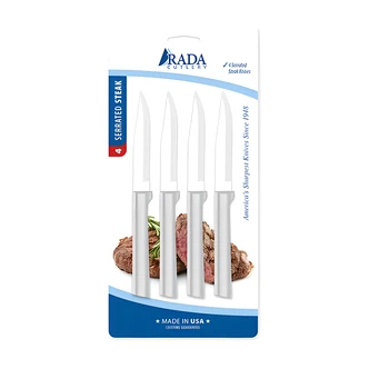 Rada Steak Knives, Serrated, High-Carbon Stainless Steel, 4/CT