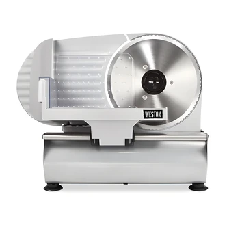 Weston Meat Slicer, 7.5 in, 200 W, Stainless Steel Tray, BPA-Free Food Pusher, Suction Feet
