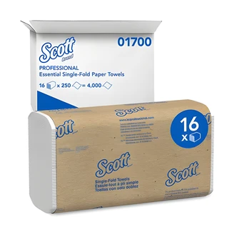 Scott Essential Single Fold Paper Towels, Single-Ply, White, Universal Dispenser Compatible