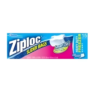 Ziploc Slider Freezer Bags, Plastic, 1 QT, 9.25 x 3 x 3 in, 56/PK