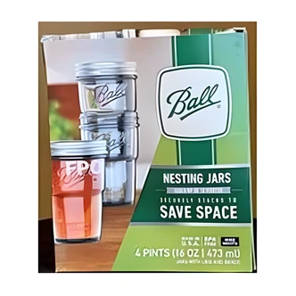 Ball Wide Mouth Nesting Pint Jars, Glass, 4/CS