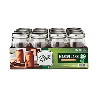 Ball Wide Mouth Mason Jars, 1 qt, Clear Glass, Two-Piece Lid, 12/CT