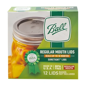 Ball Regular Mouth Dome Lids, BPA Free, Fits Ball Regular Mouth Mason Canning Jars, 12/PK