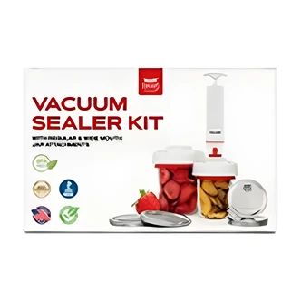 Forjars Vacuum Sealer Kit, Mason Jar, Wide Mouth, Regular Mouth Lids, Manual, Vacuum Machine Compatible