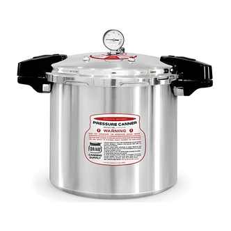 Forjars Canning Supply Pressure Canner, 23 L, Aluminum, Silver, 5/10/15 PSI, 16 in H, Gas/Electric/Ceramic/Glass Tops