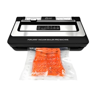 Forjars Canning Supply Vacuum Sealer Machine, Double Pump, 80 kPa, Built-In Bag Cutter, 15 Embossed Bags, 5 Plain Bags