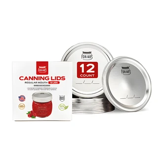 Forjars Canning Supply, Regular Mouth Canning Lids, 12/PK, BPA-Free, Single-Use, Fits Ball Jars