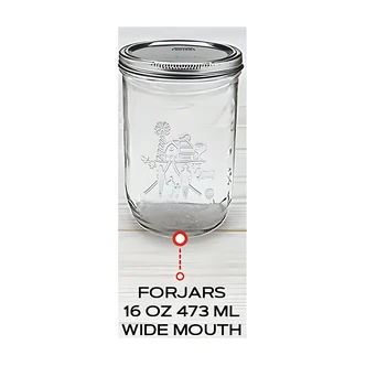 Forjars Canning Supply Mason Jar, Airtight, Leak-Free Seal, Food-Safe Silicone Ring, BPA-Free, 12/CT