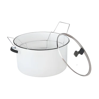 Cinsa Canner, 21 qt, White, Glass Lid, Jar Rack