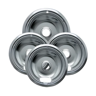Range Kleen Chrome Drip Bowls, 4/PK, 1 Large 8 in, 3 Small 6 in
