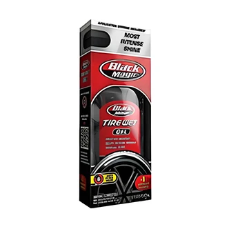 Black Magic Tire Wet Gel, Tire Shine Gel, Black, Weather-Resistant, Self-Healing, Minimal Sling, Includes Applicator Pad