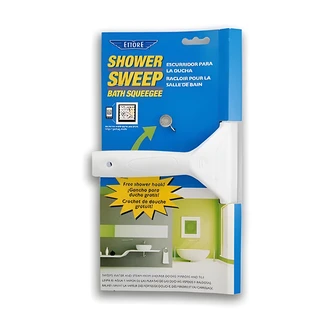 Ettore Shower Sweep Squeegee, 11 in, High Impact Plastic, Suction Cup Hook