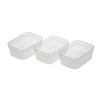 Sterilite Storage Trays, Medium, Clear, 3/PK