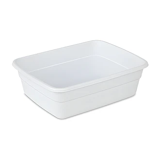 Sterilite Dishpan, 8 Qt, White, Plastic, 14" x 10 3/4" x 4 1/2", 12/CS