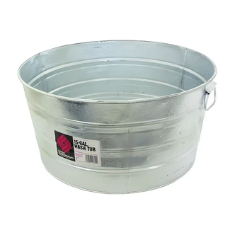Behrens Heavy Duty Steel Round Tub, 11 Gal, Hot Dipped Steel, Watertight, Wire Handles, 20" W x 37" H
