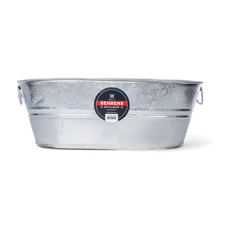 Behrens Steel Oval Tub, 7.5 gal, Hot Dipped Steel, Wire Handles, Weather Resistant, Watertight