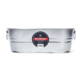 Behrens Oval Steel Tub, 4 Gal, Hot Dipped Steel, 10.5 W x 21.5 D x 9 H