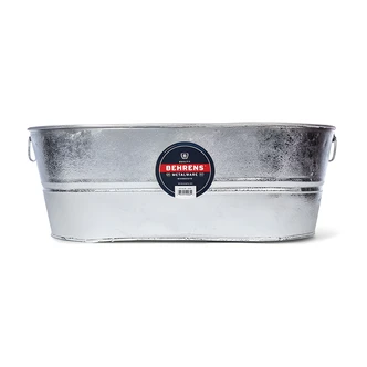 Behrens Oval Steel Tub, 10.5 Gal, Hot Dipped Steel, Wire Handles, Weather Resistant, Watertight