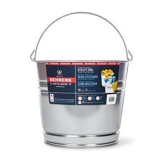 Behrens Galvanized Steel Pail, 10 Qt, 11.75 x 11.75 x 17 in, Wire Handle