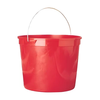 Leaktite 10 Qt Plastic Pail, Red, Solvent Resistant, Wire Handle, Made in USA