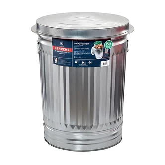 Behrens Trash Can, 31 Gal, Galvanized Steel, With Lid, Wire Handles, Offset Bottom, 6/CS