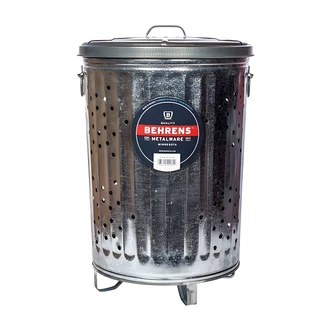 Behrens Refuse Can, 20 Gal, Galvanized Steel, With Lid, Wire Handles, 4 Legs, Weather Resistant