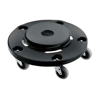 Rubbermaid BRUTE Dolly, 20-55 Gal, Plastic, Black, 250 Lb Capacity, 18 1/4" Diameter, 6 5/8" H
