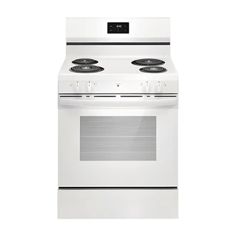 Frigidaire Electric Range, White, Coil Top, 5.3 cu ft Oven, Store-More Drawer, Even Baking Technology, 32 W x 30 D x 50 H