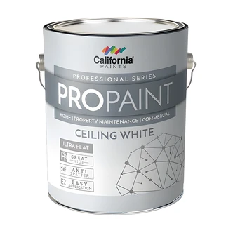 California Products Pro-Paint Ceiling Paint, White, Flat Finish, Primed Wood, Primed Metal