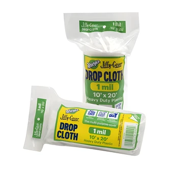 Warp's Jiffy Cover Dropcloth, Heavy-Duty, 10 ft x 20 ft, 1 Mil Plastic