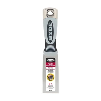 Hyde Putty Knife, Stainless Steel, 1-1/2 in Stiff Blade, Alloy Hammer Head, Overmold Handle