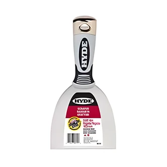 Hyde Stainless Stiff Scraper, 4 in, Hammer Head, Overmold Grip