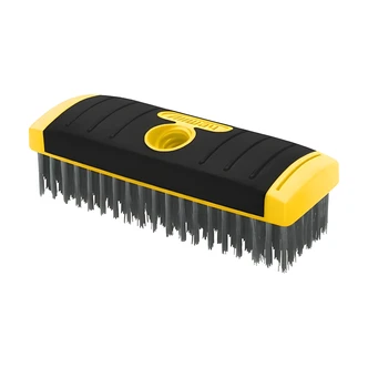 Linzer Wire Block Brush, 7" L x 2-1/2" W, Carbon Steel Wire, Soft Grip, Structural Foam Block, Threaded Opening
