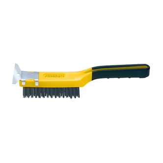 Linzer Steel Wire Brush Scraper, Carbon Steel, Soft Grip, 12 in, 4 x 11 Row