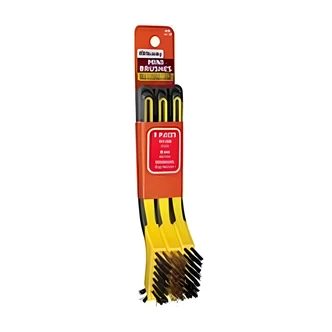 Linzer Mini Wire Brush Set, Soft Grip, 3/PK, Nylon, Brass, Stainless Steel, For Paint and Corrosion Removal