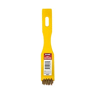 Hyde 3-In-1 Wire Brush, Nylon and Brass Bristles, Plastic Scraper, 8.5 x 2.5 x 4.25 in