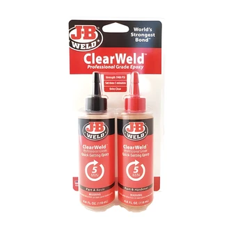 J-B Weld ClearWeld Epoxy Adhesive, 5 Minute Set, Dries Clear, 2-4 oz Bottles