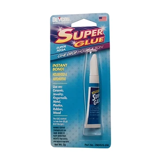 Devcon S-290 Super Glue Gel, 2 g Tube, Clear, Bonds Glass, Metal, Plastic, Vinyl, Ceramic