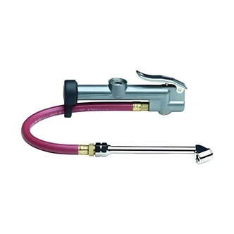 Tru-Flate Deluxe Inflator Gauge, 10-120 PSI, 12" Hose, Dual Foot Chuck, Zinc Casting, Rubber Bumper Guard