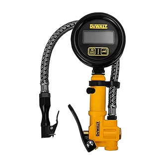 DEWALT Digital Inflator, LED Gauge, 0-200 PSI, 12 in Hose, Clip-On Chuck, 360 Swivel Connector