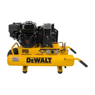 DEWALT Wheelbarrow Air Compressor, 8 Gal, 10 in Pneumatic Wheel, Honda GX160, Oil-Lubricated Twin Cylinder Pump
